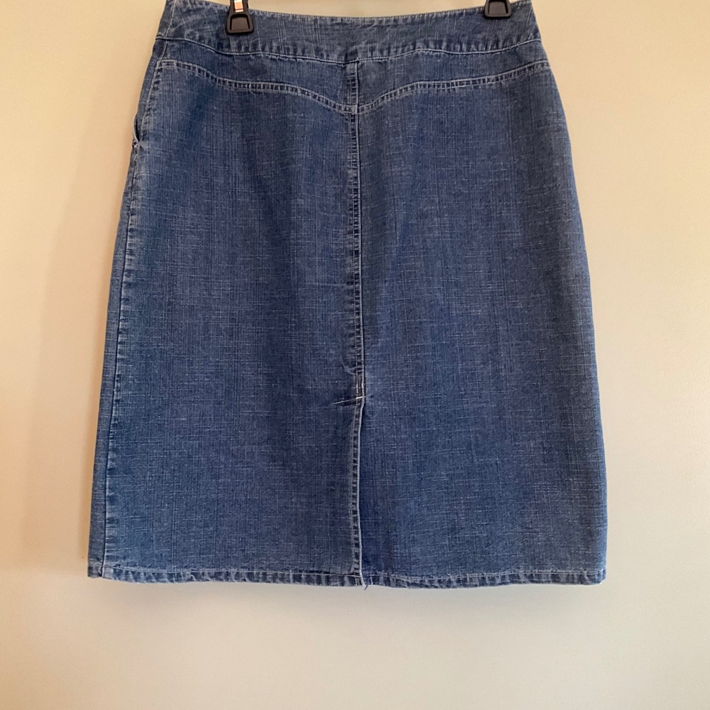 Marsh Landing Blue Denim Pencil Skirt Crosshatch Medium Wash Sz‎ 10 Cowgirl Chic - Picture 3 of 11